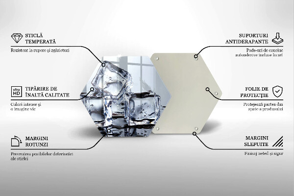 Üveg vágódeszka Jégkockák