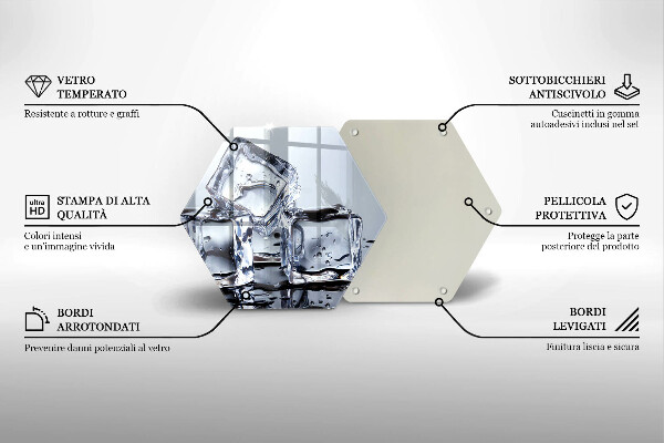 Üveg vágódeszka Jégkockák