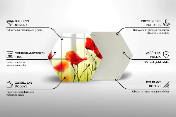 Üveg vágódeszka Piros pipacs virágok