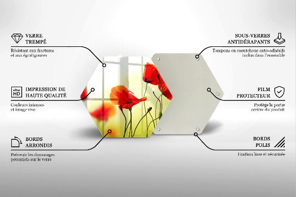 Üveg vágódeszka Piros pipacs virágok