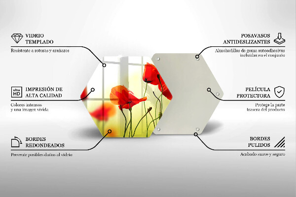 Üveg vágódeszka Piros pipacs virágok