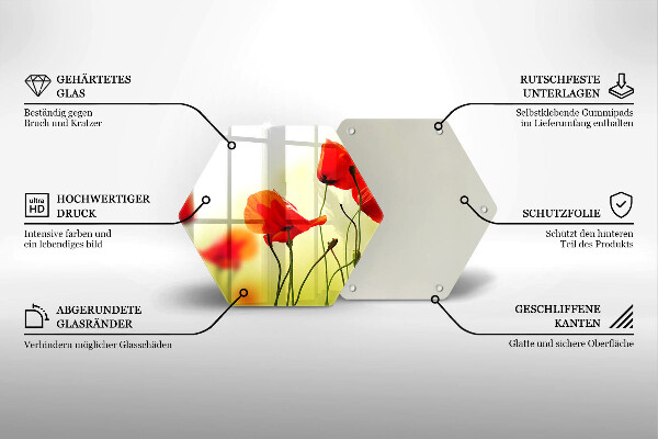 Üveg vágódeszka Piros pipacs virágok
