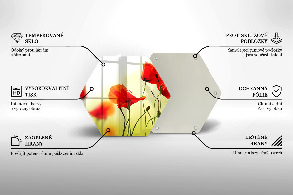 Üveg vágódeszka Piros pipacs virágok