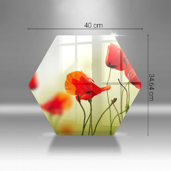 Üveg vágódeszka Piros pipacs virágok