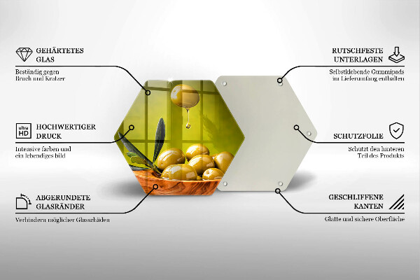 Üveg vágódeszka Ízletes olajbogyó