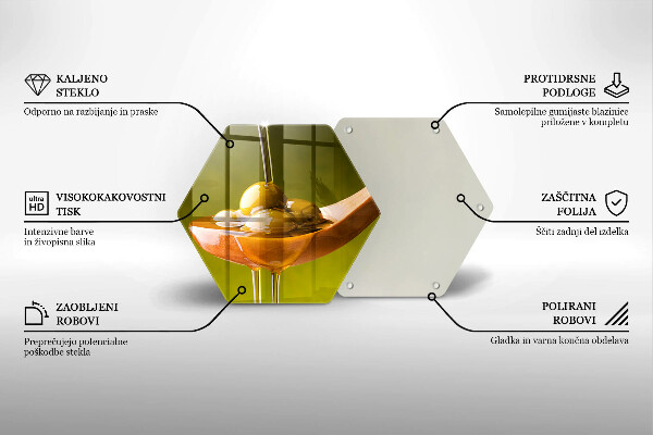 Üveg vágódeszka Olívaolaj és olívabogyó