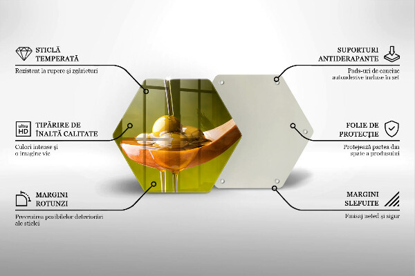 Üveg vágódeszka Olívaolaj és olívabogyó