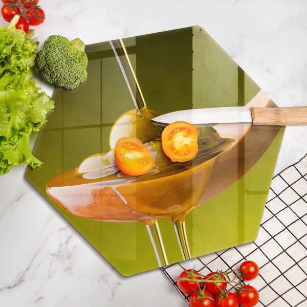 Üveg vágódeszka Olívaolaj és olívabogyó