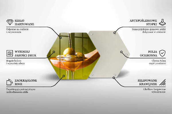 Üveg vágódeszka Olívaolaj és olívabogyó