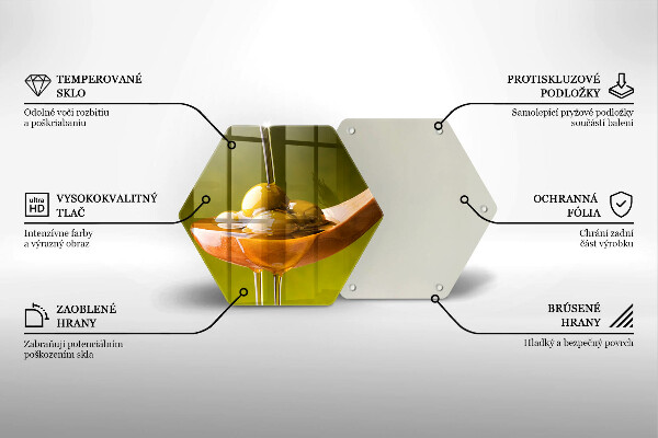 Üveg vágódeszka Olívaolaj és olívabogyó