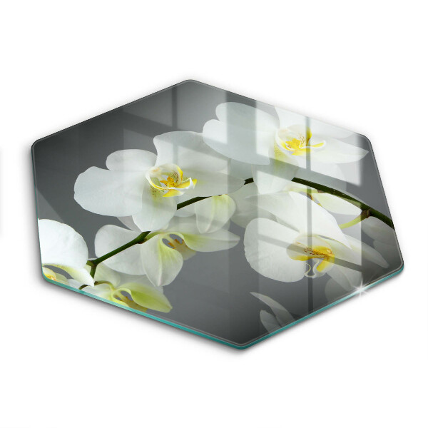 Üveg vágódeszka Fehér orchidea virágok