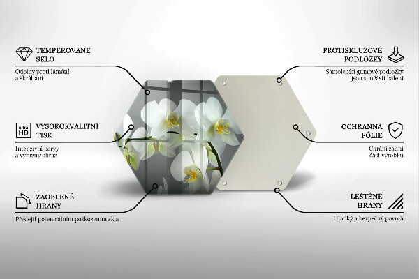 Üveg vágódeszka Fehér orchidea virágok