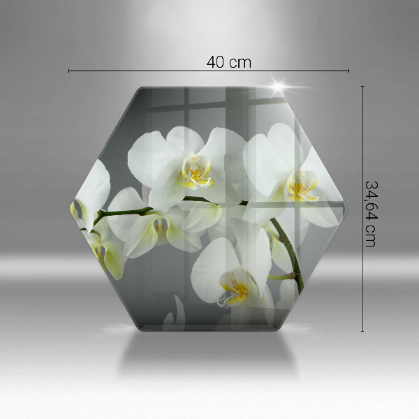 Üveg vágódeszka Fehér orchidea virágok