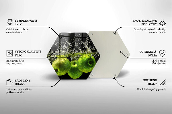 Üveg vágódeszka Zöld alma és víz