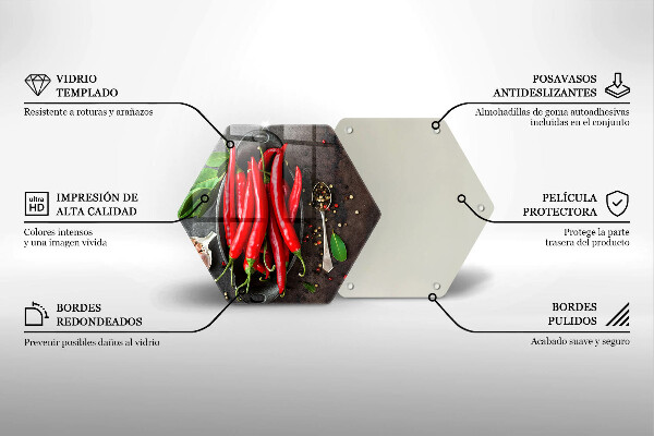 Üveg vágódeszka Piros chili paprika