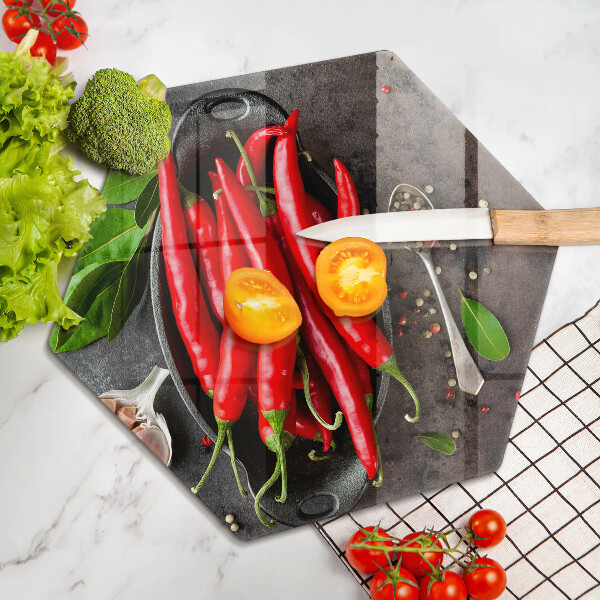 Üveg vágódeszka Piros chili paprika