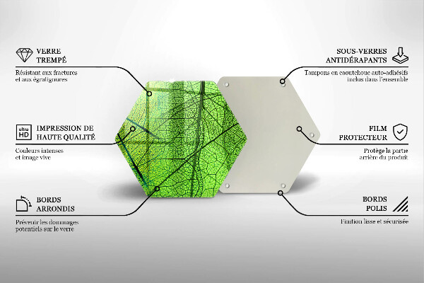 Üveg vágódeszka Természetes levélerek