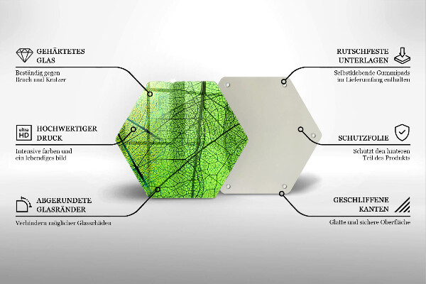 Üveg vágódeszka Természetes levélerek