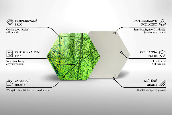 Üveg vágódeszka Természetes levélerek
