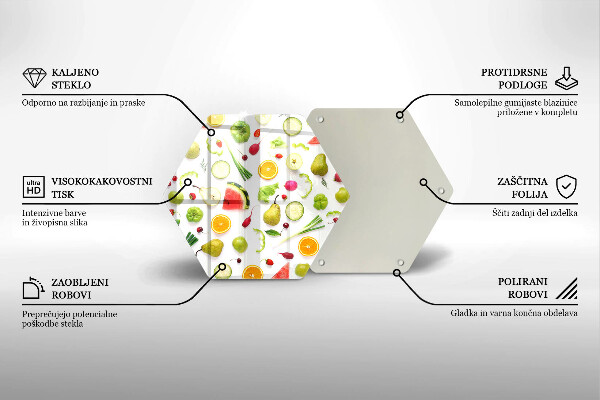 Üveg vágódeszka Gyümölcsök és zöldségek minta