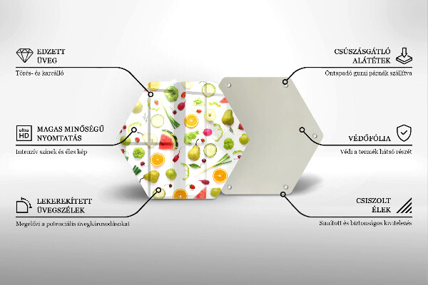 Üveg vágódeszka Gyümölcsök és zöldségek minta