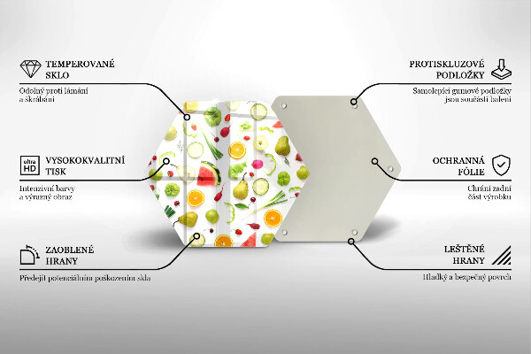 Üveg vágódeszka Gyümölcsök és zöldségek minta