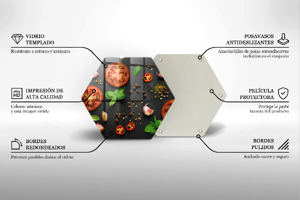 Üveg vágódeszka Paradicsom és fűszerek