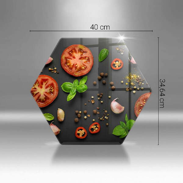 Üveg vágódeszka Paradicsom és fűszerek