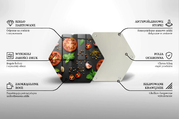 Üveg vágódeszka Paradicsom és fűszerek