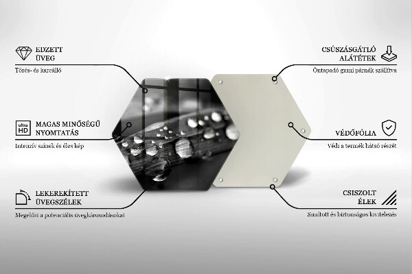 Üveg vágódeszka Harmatcseppek a leveleken