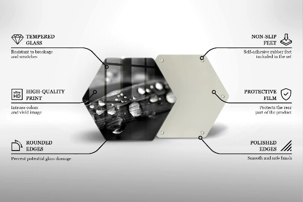 Üveg vágódeszka Harmatcseppek a leveleken