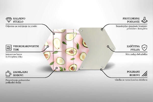 Üveg vágódeszka Avokádó minta