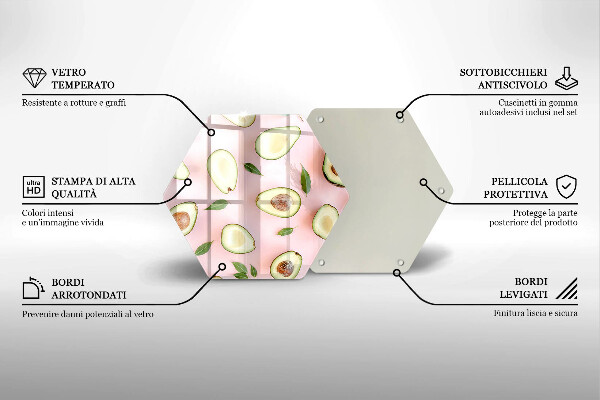 Üveg vágódeszka Avokádó minta