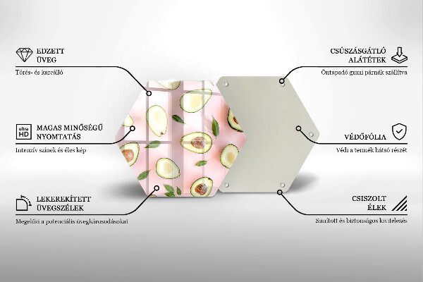 Üveg vágódeszka Avokádó minta