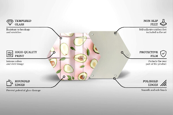 Üveg vágódeszka Avokádó minta