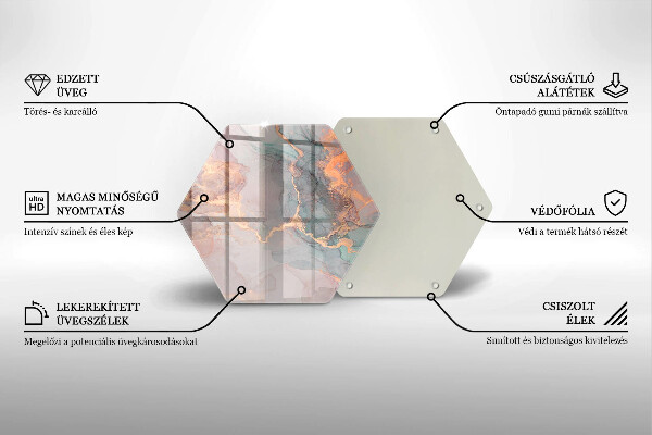 Üveg vágódeszka Márvány arannyal