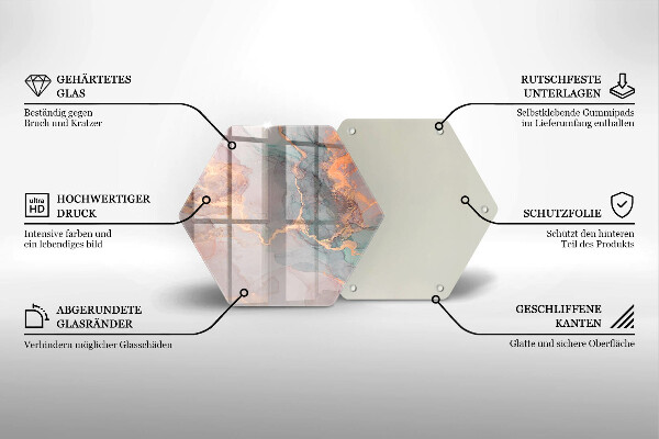Üveg vágódeszka Márvány arannyal