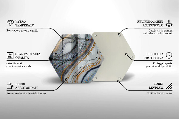 Üveg vágódeszka szikla arannyal