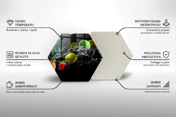 Üveg vágódeszka Gyümölcsök vízben