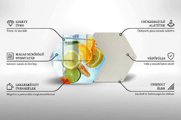 Üveg vágódeszka Zamatos citrusvíz