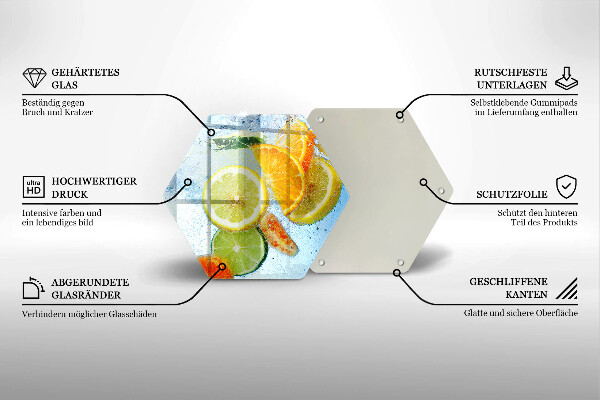 Üveg vágódeszka Zamatos citrusvíz