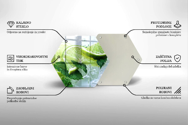 Üveg vágódeszka Lime menta és jég
