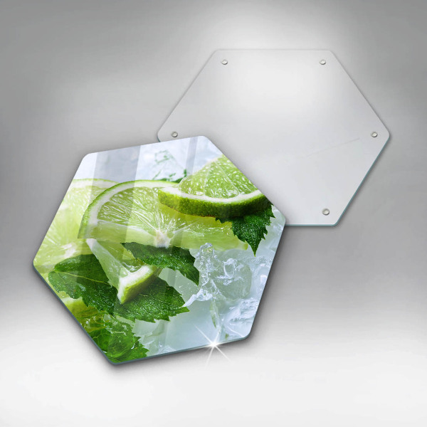 Üveg vágódeszka Lime menta és jég