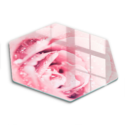 Üveg vágódeszka Harmatcseppek és rózsavirág