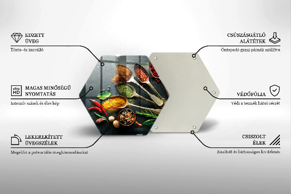 Üveg vágódeszka Konyhai kanál fűszerek