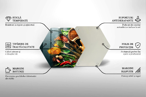 Üveg vágódeszka Konyhai fűszerek kanál