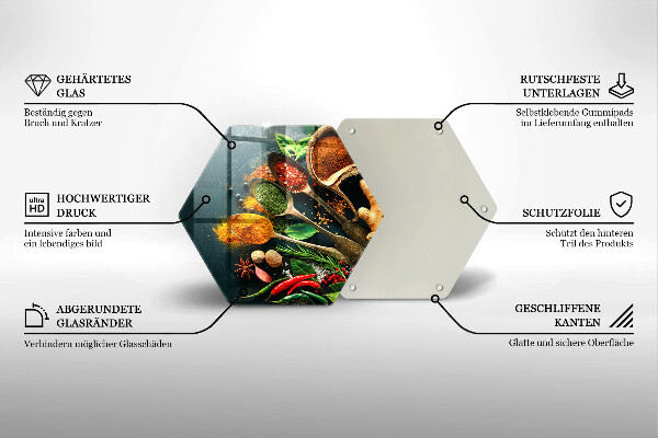 Üveg vágódeszka Konyhai fűszerek kanál