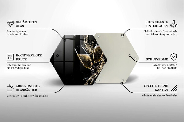 Üveg vágódeszka Pohár pezsgő