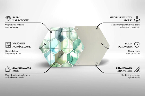 Üveg vágódeszka Akvarell hatszögek