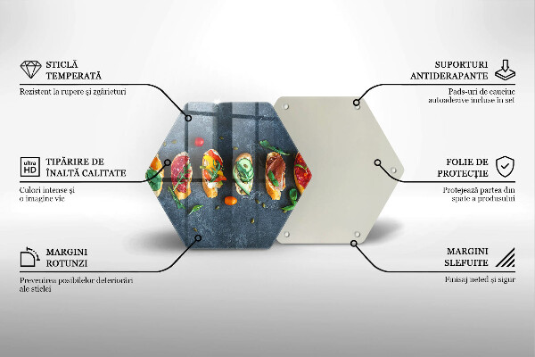 Üveg vágódeszka Színes szendvicsek